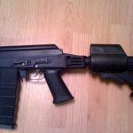 Close-up Saiga 308 Pistol Grip Conversion, Saw Style Grip, Collapsible Stock w/ Cheek Riser